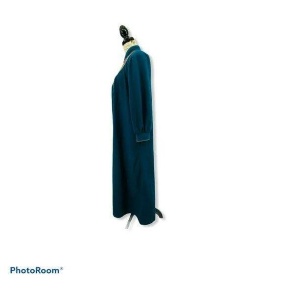 Vintage House Coat Zip Front Velour Robe Long Quilted Satin Small - Picture 5 of 9